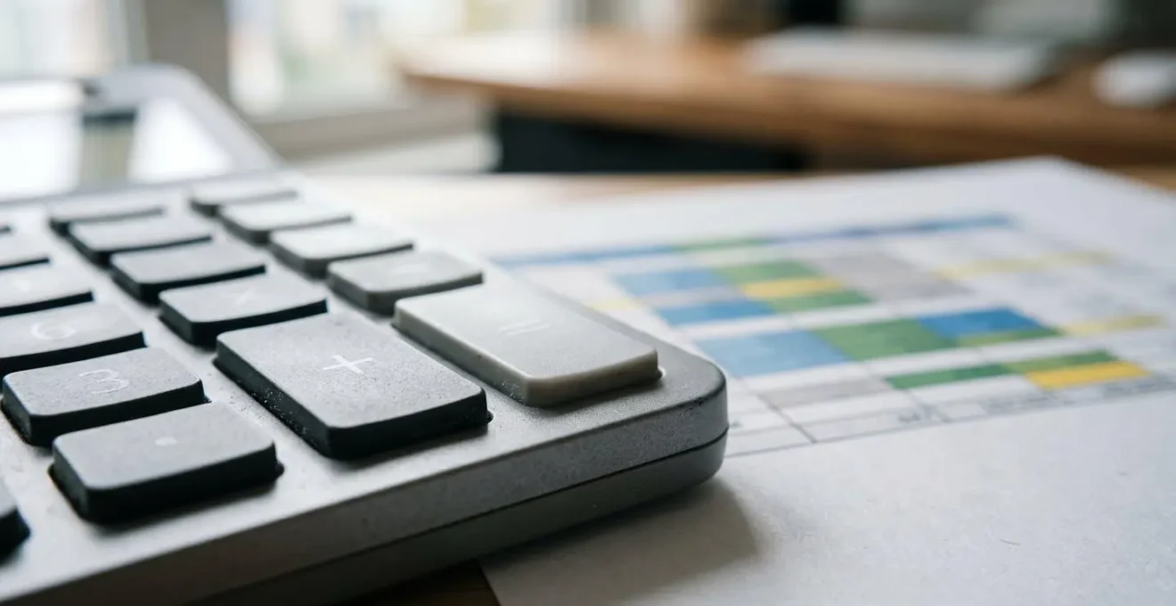 Calculatrice et documents financiers illustrant le calcul des indemnités pour travailleuses indépendantes