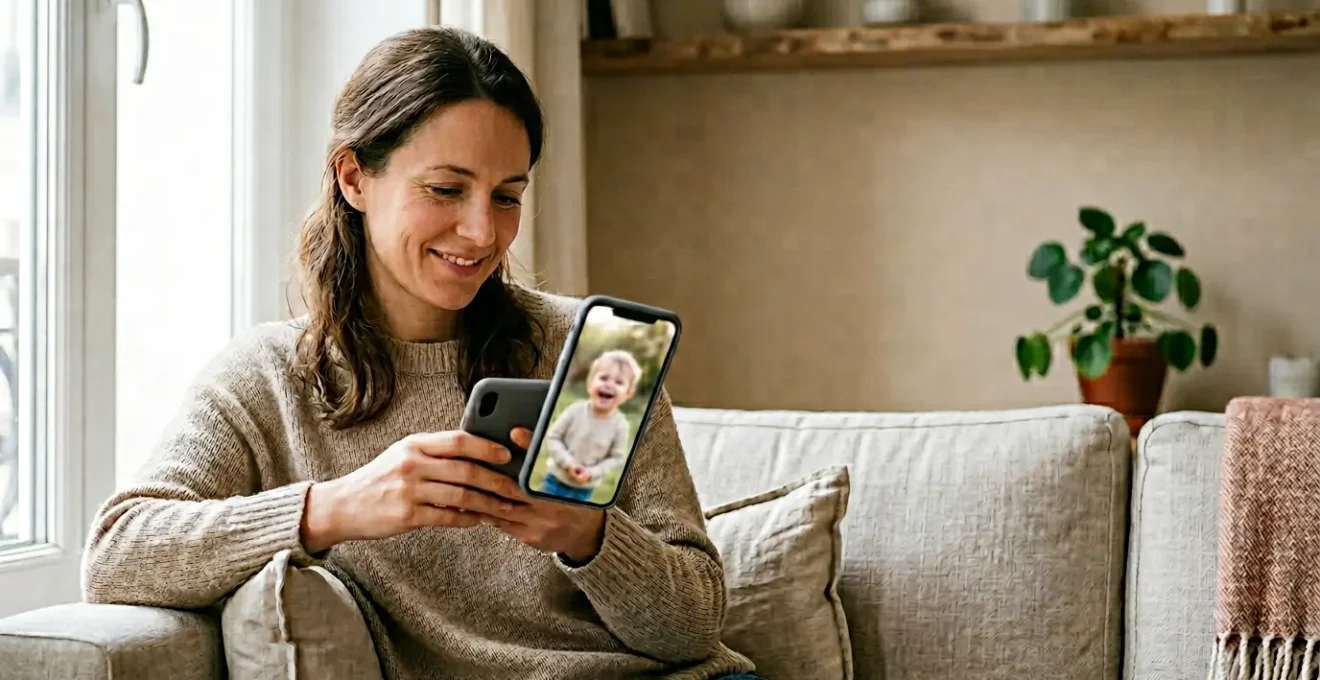 Parent célibataire consultant une application de rencontre dans un moment de calme à la maison