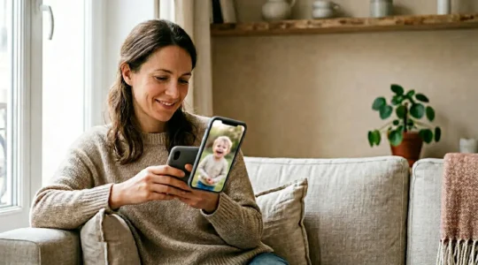 Parent célibataire consultant une application de rencontre dans un moment de calme à la maison