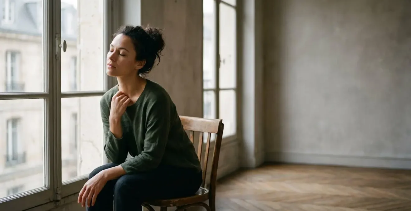Jeune mère prenant un moment pour elle-même, transition entre rôle maternel et identité personnelle